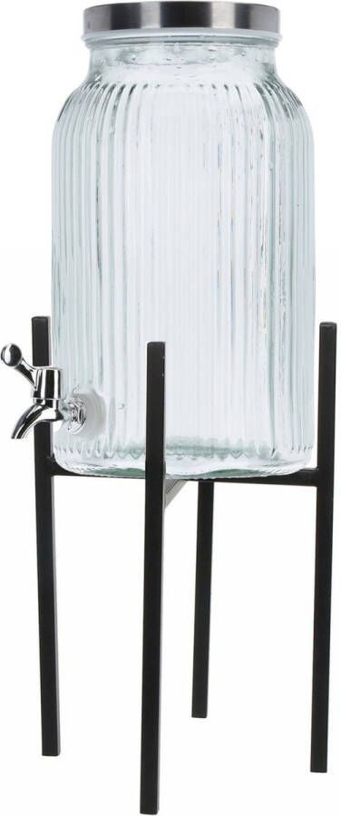 Merkloos Limonade drankdispenser op verhoger met kraantje 5 6 liter glas H55 x B21 cm Drankdispensers