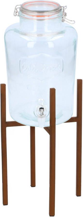 Merkloos Limonade drankdispenser met tapkraan op verhoger 8 liter glas H58 x B21 cm Drankdispensers
