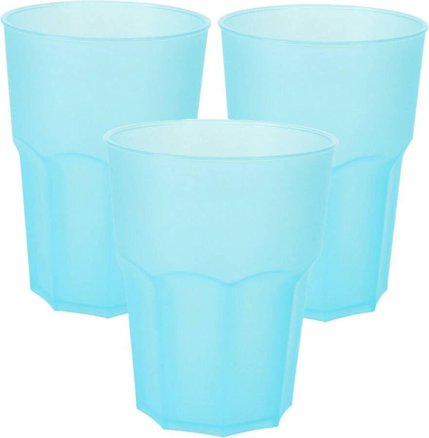 Limonade drinkbeker onbreekbaar kunststof 12x blauw 480 ml 12 x 9 cm camping bekers