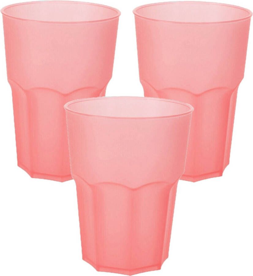 Limonade drinkbeker onbreekbaar kunststof 12x rood 480 ml 12 x 9 cm camping bekers