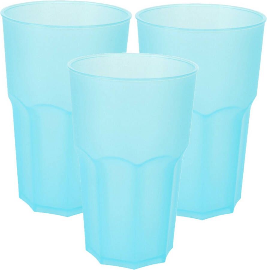 Limonade drinkbeker onbreekbaar kunststof 4x blauw 480 ml 12 x 9 cm camping bekers