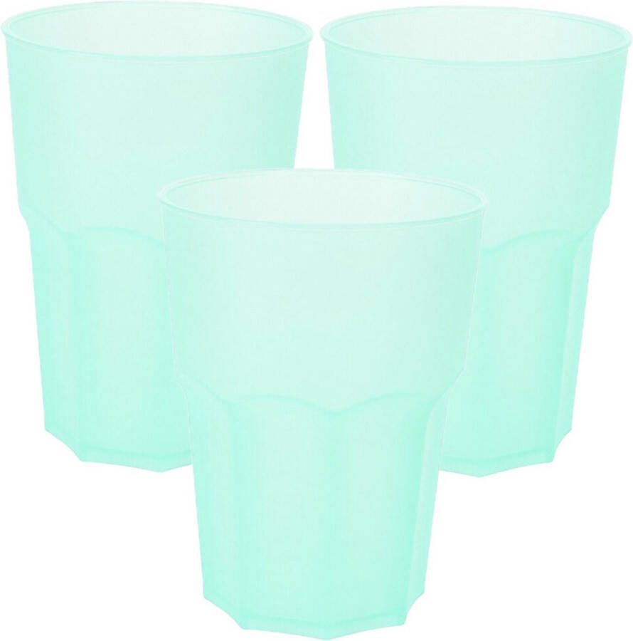 Limonade drinkbeker onbreekbaar kunststof 4x mintgroen 480 ml 12 x 9 cm camping bekers