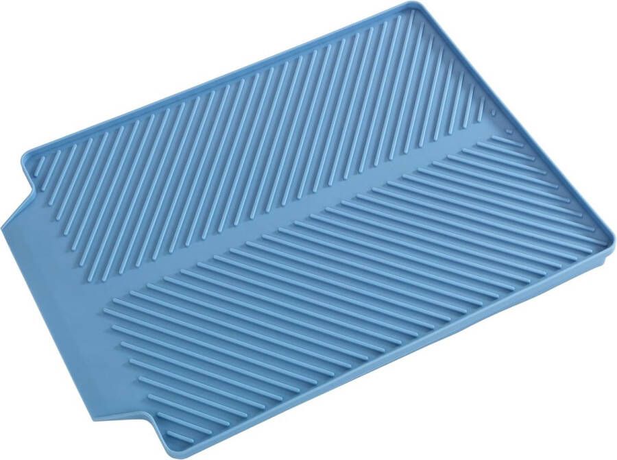 Linea Afdruipmat blauw droogmat spoelbakmat voor servies kunststof (TPR) 40 x 3 x 30 cm blauw
