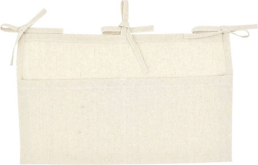 Linnen wieg hangende opbergtas 2 zakken om wieg en speelgoed op te bergen -Opbergtas om op te hangen babybed tas organizer voor kleuterschool en bed robuust nachtspeelgoed opbergtas (beige)