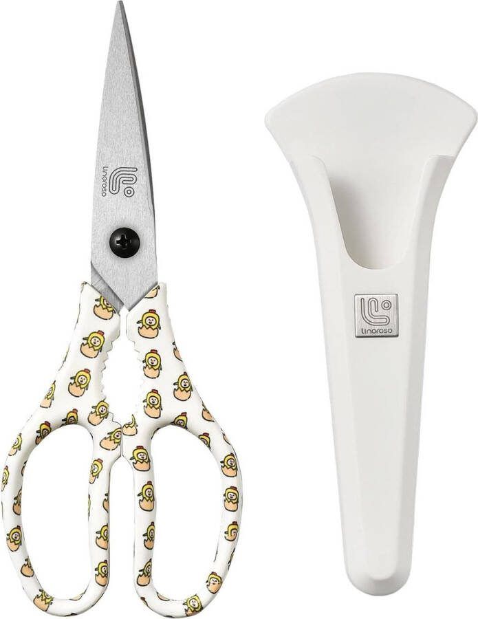 Linoroso Kitchen Scissors Sharp Scissors Kitchen with Magnetic Lid High-Quality Stainless Steel Household Scissors Multi-Purpose Scissors Can be Used as Fabric Scissors Craft Scissors Paper Scissors