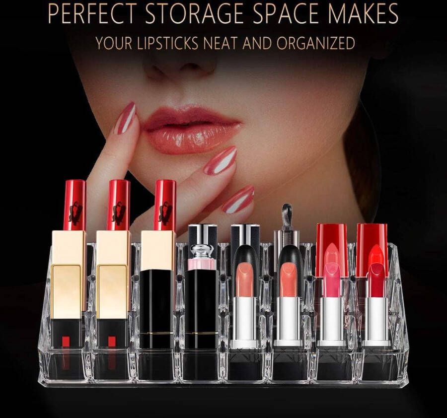 Lipstick Organizer Acryl Lipstick Houder Clear Transparant Make Up Houder Cosmetische Lipgloss Organizer voor borstels lipgloss nagellak parfum opslag 24 Slot