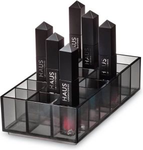 Lipstick organizer make-up organizer voor 18 lipsticks uit de Signature Series van Sarah Tanno plastic cosmetische opberger voor lipsticks en glans grijs