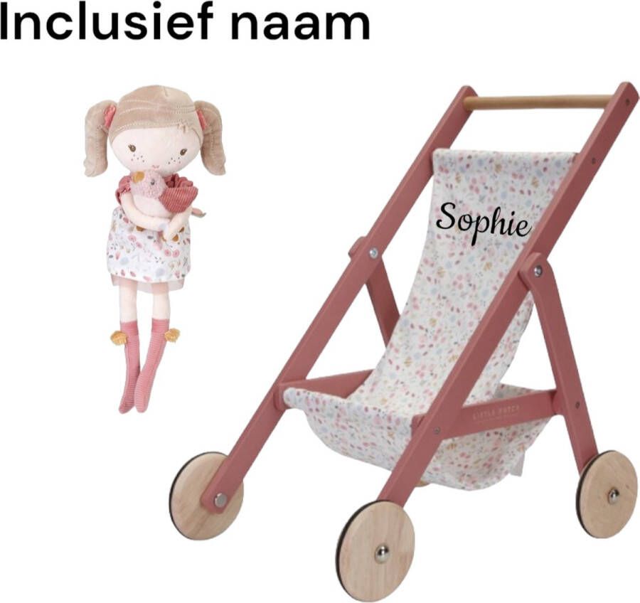 Little Dutch poppenwagen met Anna knuffelpop gepersonaliseerd met naam