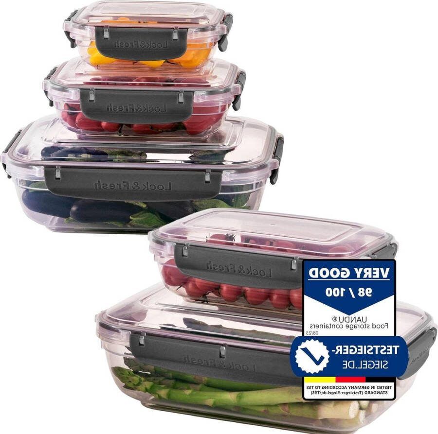 Lock & Fresh Luchtdichte Voorraaddozen Set 5 Stuks BPA vrij Opbergdoos Keuken Voorraadpotten Organizer-antr