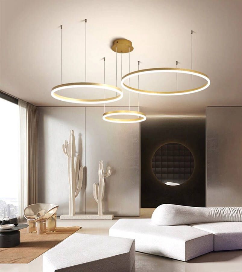 Loft Home Loft Home Moderne Lamp | Goud | 3 ringen | 40 60 80 cm | Verlichting | Kroonluchter | Plafondlamp | Hanglamp | 220 V