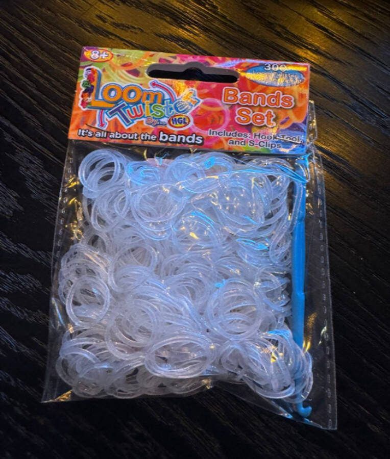 Loom Bandjes Doorzichtig Glitter 300 stuks Loombandjes Loomelastiekjes Elastiekjes Inlcusief S-Clips Haakjes