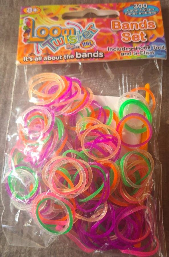 Loom Bandjes Mix Doorzichtig Glow in the dark Gekleurd 300 stuks Loombandjes Loomelastiekjes Elastiekjes Inlcusief S-Clips Haakjes