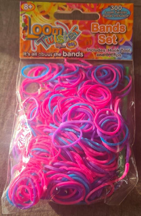 Loom Bandjes Mix Roze Paars Blauw 300 stuks Loombandjes Loomelastiekjes Elastiekjes Inlcusief S-Clips Haakjes Loom Twister