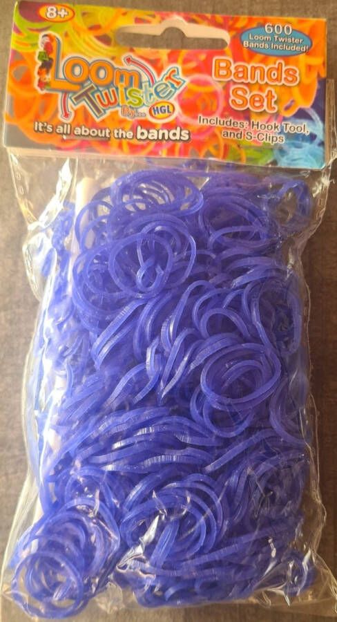 Loom Bandjes Neon Blauw 600 stuks Loombandjes Loomelastiekjes Elastiekjes Inlcusief S-Clips Haakjes Loom Twister