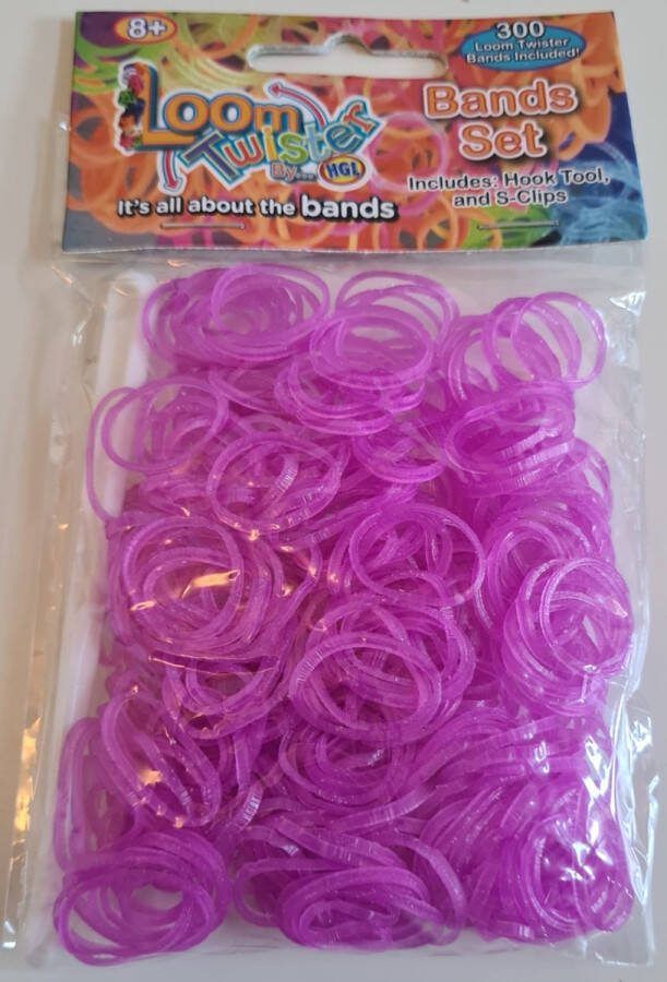 Loom Bandjes Neon paars 300 stuks Loombandjes Loom Twister Loomelastiekjes Elastiekjes Inlcusief S-Clips Haakjes