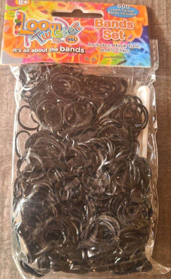 Loom Bandjes Zwart 300 stuks Loombandjes Loom Twister Loomelastiekjes Elastiekjes Inlcusief S-Clips Haakjes