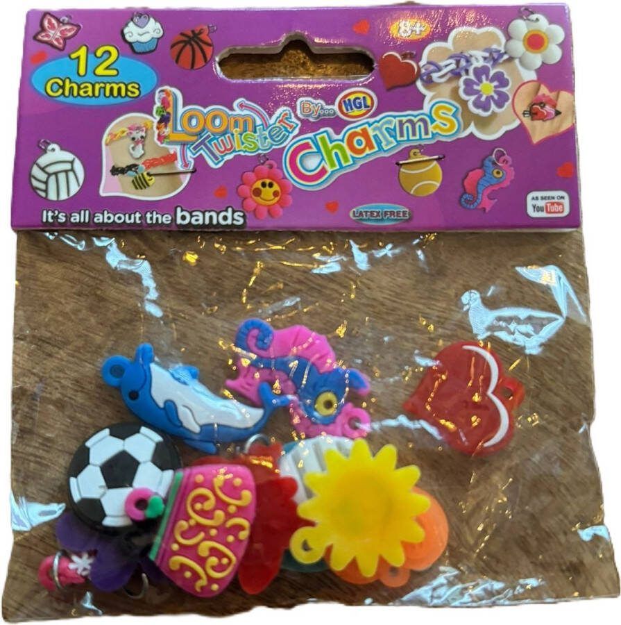Loom bedeltjes charms hangertjes kralen hangers 10 stuks loomhangertjes loomhangers loombedels Loomelastiekjes Loombandjes bandjes