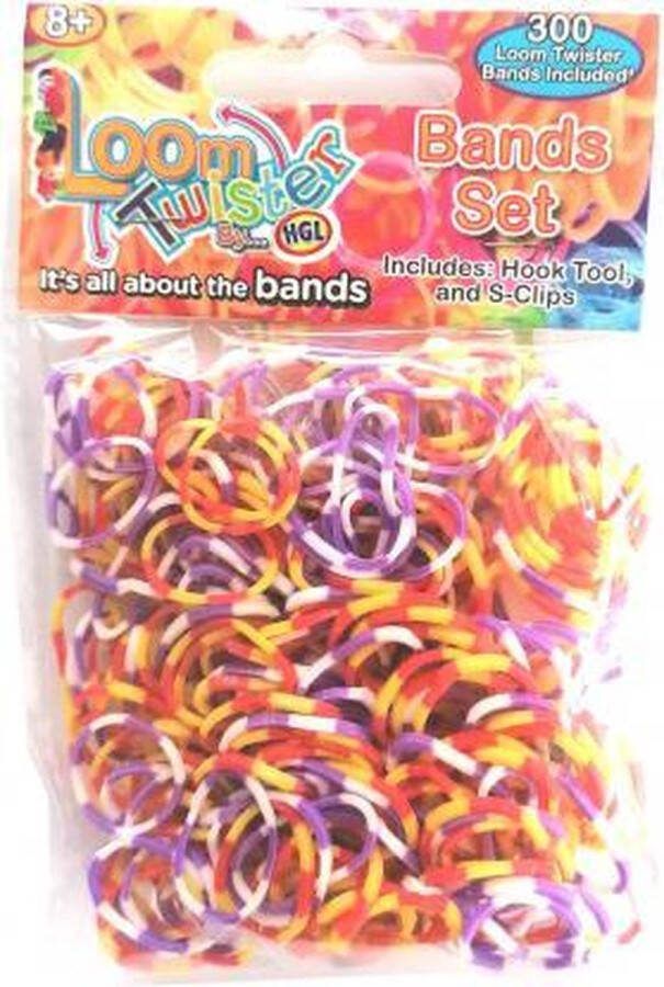 Loom Twister Loombandjes Junior Rubber Paars rood 300-delig