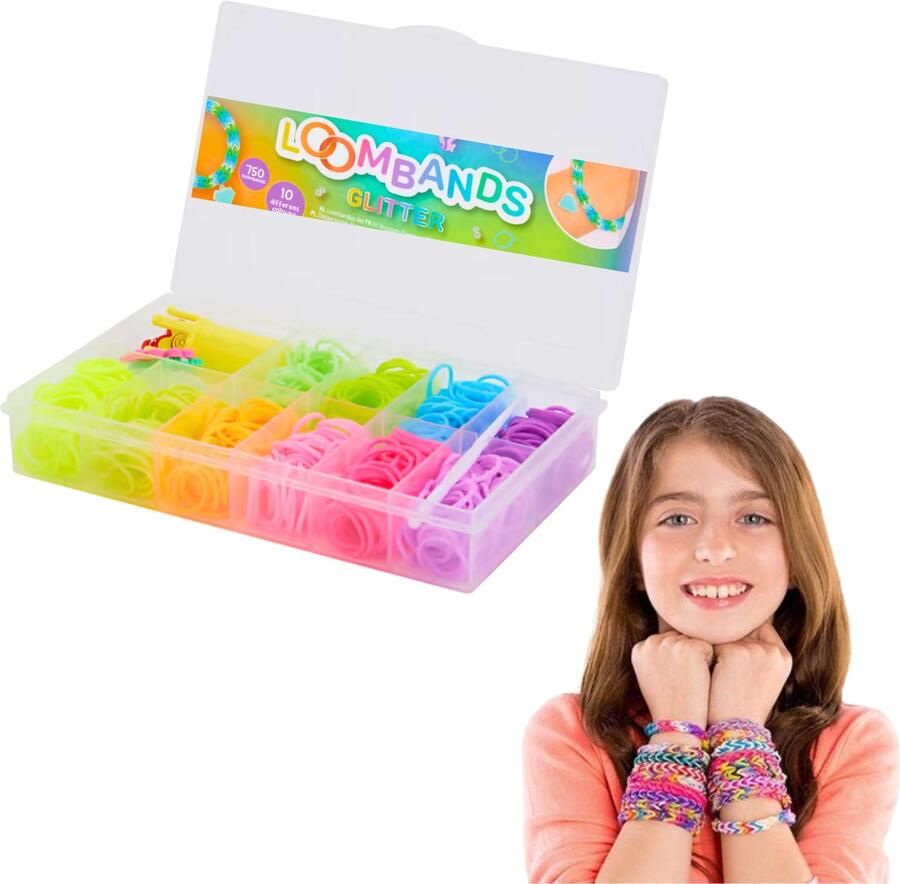 Loombandjes Starterspakket Glitter Loom Bandjes Loomelastiekjes Sieraden Maken Meisjes Knutselen Meisjes Knutselen voor Kinderen Speelgoed Meisjes Mode & Sieraden