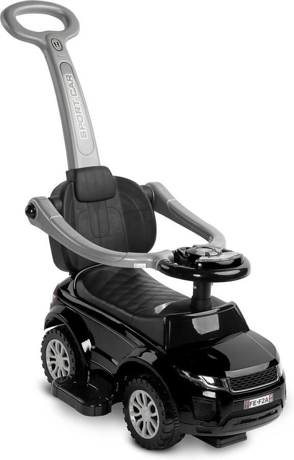 Loopauto met duwstand Black
