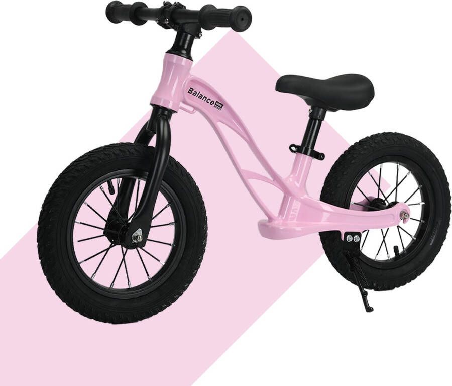 Balance Bike Sport Loopfiets vanaf 2 jaar met zijstandaard 12 inch luchtbanden extra licht magnesium frame makkelijk verstelbare zadelpen