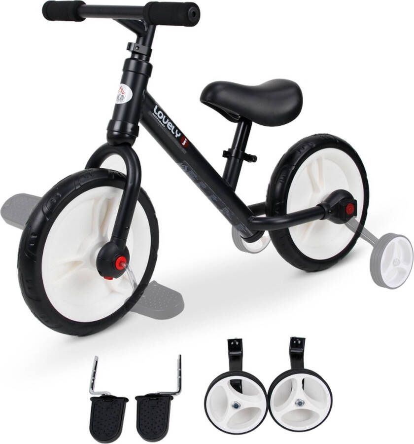 Zenzee Loopfiets in hoogte verstelbaar Kinderfiets Speelgoed Zwart 85 x B36 x H54 cm