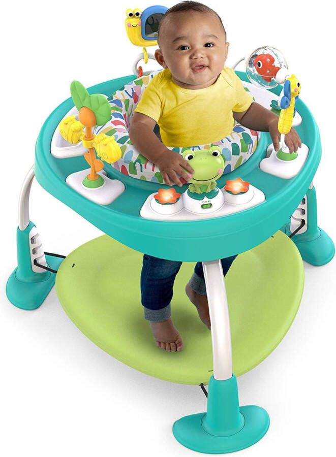Loophulp Baby Looptrainer Leren Lopen Baby 2-in-1 Activiteitencentrum Speelse Vijver Groen Meerkleurig
