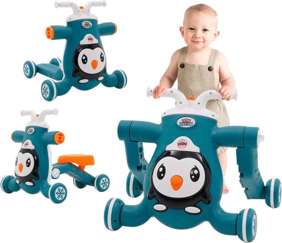 Loopwagen 3-in-1 loopfiets voor baby's jongens meisjes muziekfunctie-armsteun-verstelbaar Loopwagen