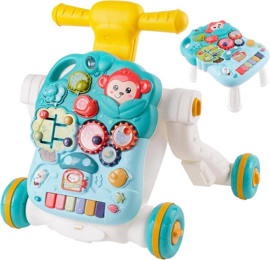 Loopwagen afneembare wandelwagen verstelbare snelheid tafel activiteit educatief activiteitencentrum baby's 6-36 maanden jongens meisjes blauw Loopwagen