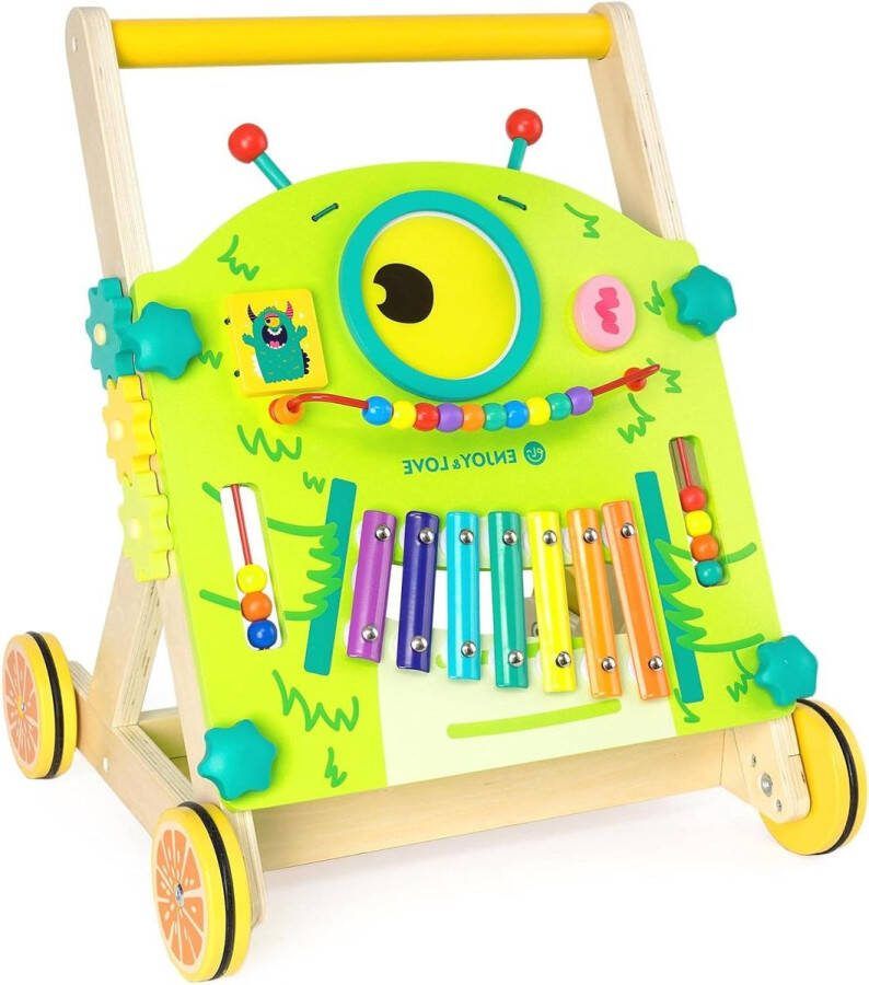 Loopwagen baby houten loopwagen afneembaar speelbord babycadeau vanaf 6 maanden. loopwagen baby