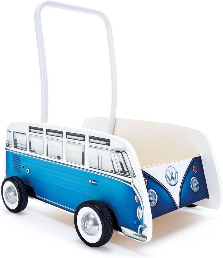 Loopwagen Blauw Bulli Houten Loopwagen voor Baby's en Peuters Loopwagen
