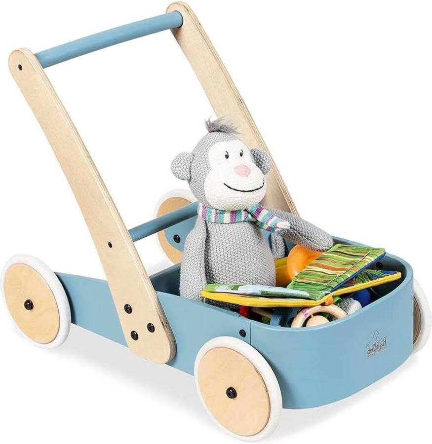 Loopwagen Fiete Learn-Walking met goed doordacht remsysteem stabiel blauw Loopwagen