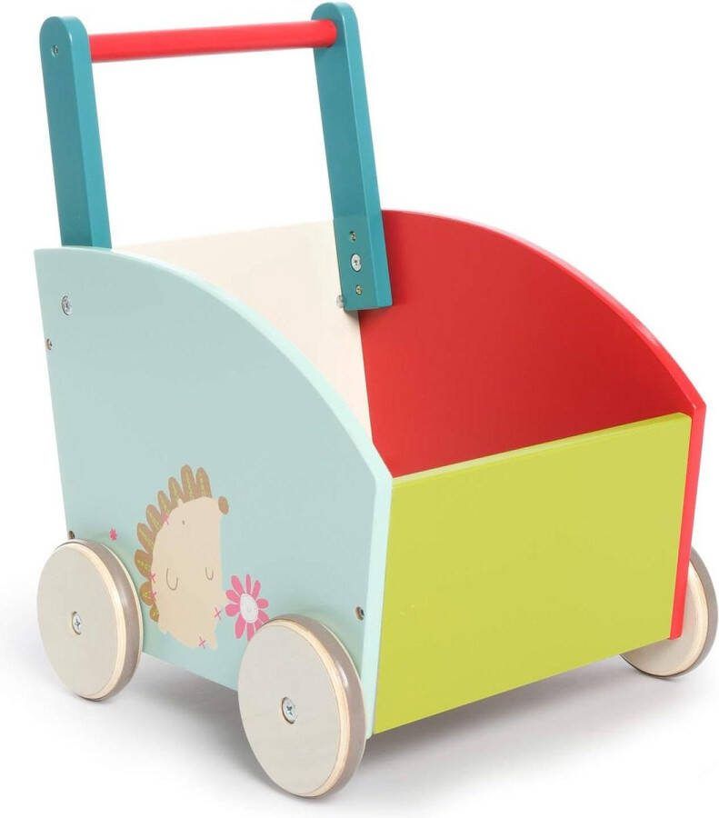 Loopwagen groen egel 2-in-1 Voor kinderen vanaf 1 jaar Houten trolley duwwagen Loopwagen