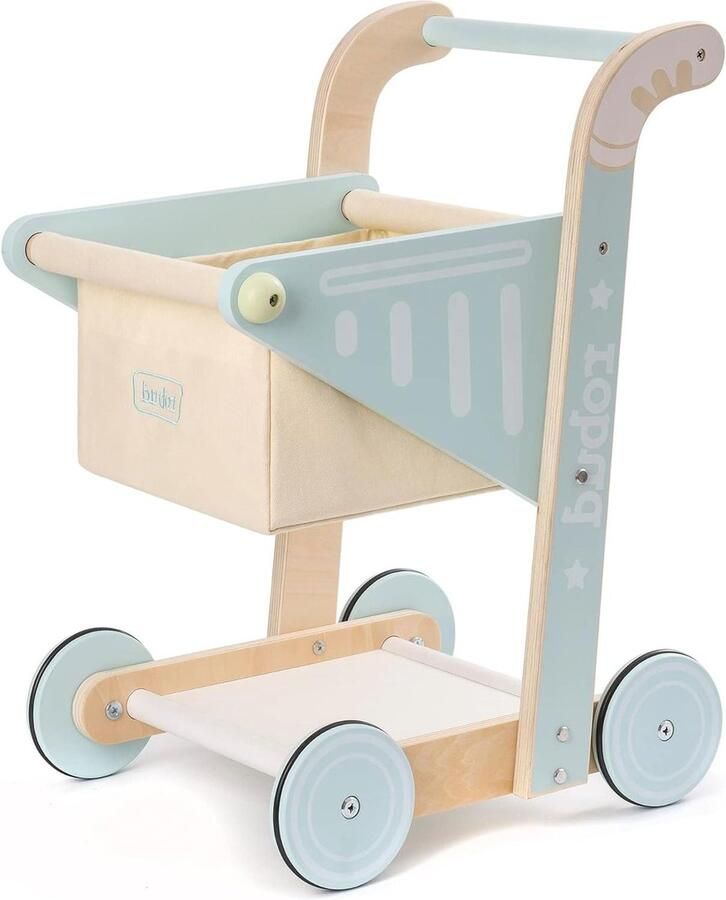 Loopwagen houten kinderwinkelwagentje loopwagen baby loophulp blauw Loopwagen