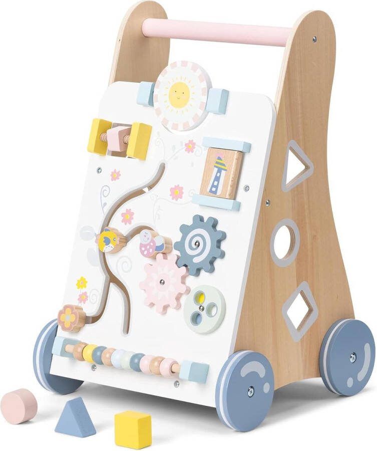 Loopwagen Houten Loopstoel Duwwagen Interactief Speelcentrum Baby Leren Lopen Leuk Speelgoed Loopwagen