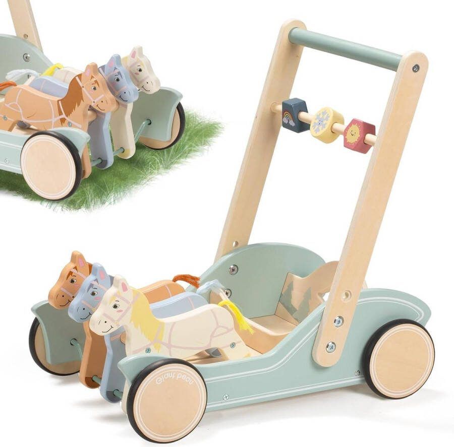 Loopwagen houten loopwagen jongens meisjes pony's in Galop leeractiviteitenwandelaar babyspeelgoed motoriek ontwikkeling creativiteit stimulatie Loopwagen