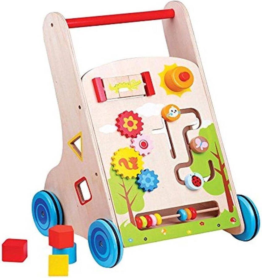 Loopwagen houten loopwagen speelgoed-7-1 Multi Color Lelin Toys Loopwagen