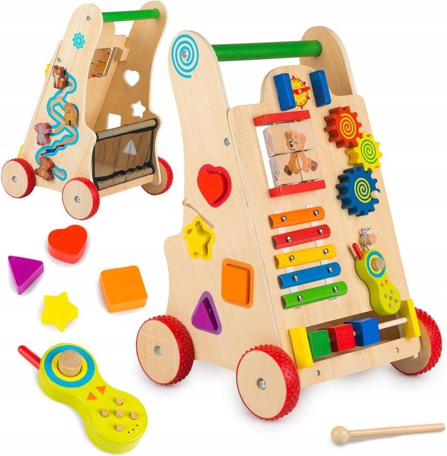 Loopwagen loophulp houten loopwagen loopvrij baby walker speel en loophulp multifunctionele speelwagen GS0030 Loopwagen