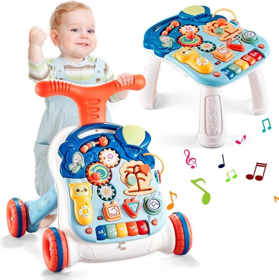 Loopwagen loopspeelgoed multifunctionele loophulp instelbare snelheid muziek afneembaar speelbord voor kinderen Loopwagen