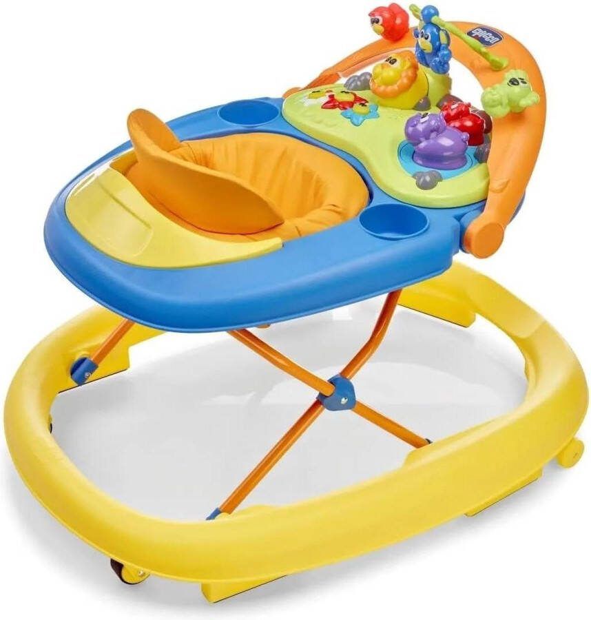 Loopwagen Loopstoel met Elektronisch Activiteitencentrum en 3D-Speelboog Licht en Geluid Hoogte Verstelbaar Compacte Sluiting Babyspeelgoed 6+ Maanden Max. 12 kg Loopwagen