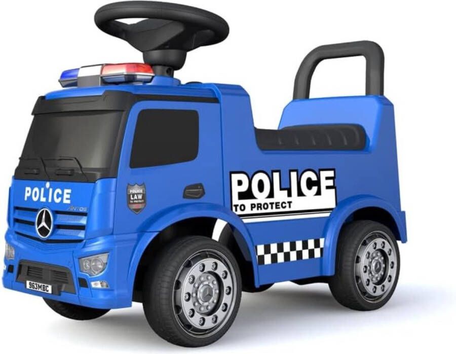 Loopwagen-Mercedes Politie Loopauto Vrijloopwielen Blauw Speelgoed