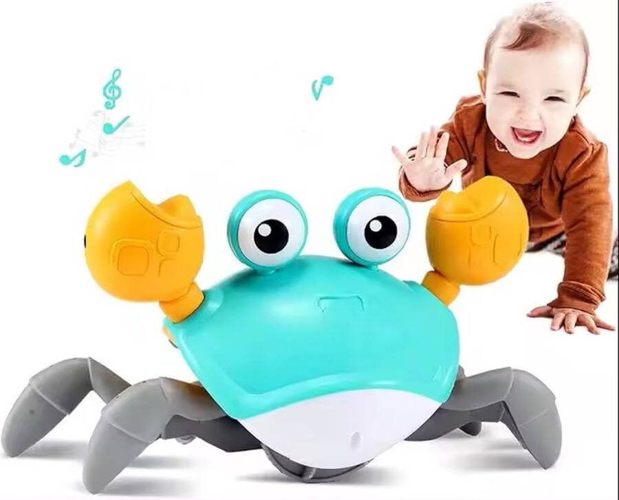 Lopende Krab Walking Crab Bewegend Speelgoed Baby Peuter Toy Motoriek Speelgoed Fijne Motoriek Hondenspeelgoed Hondenspeeltjes Montessori Speelgoed Crawling Crab Bekend van TikTok Tummy Time Met lichtjes en muziek