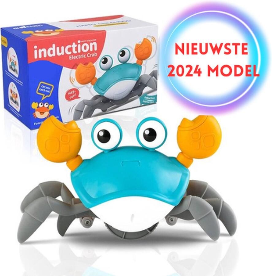Lopende Krab Walking Crab Bewegend Speelgoed Baby Peuter Toy Motoriek Speelgoed Fijne Motoriek Hondenspeelgoed Hondenspeeltjes Montessori Speelgoed Crawling Crab Bekend van TikTok Tummy Time Met lichtjes en muziek