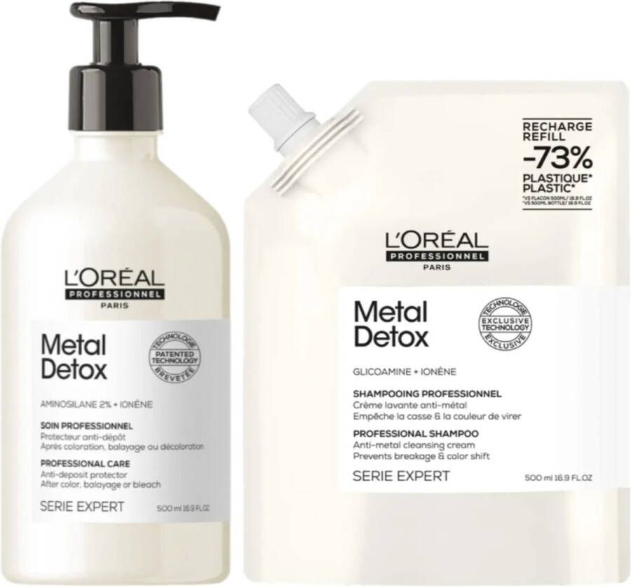 L'Oréal Professionnel Metal Detox Shampoo 500 ml + Refill Shampoo 500 ml Voordeelset