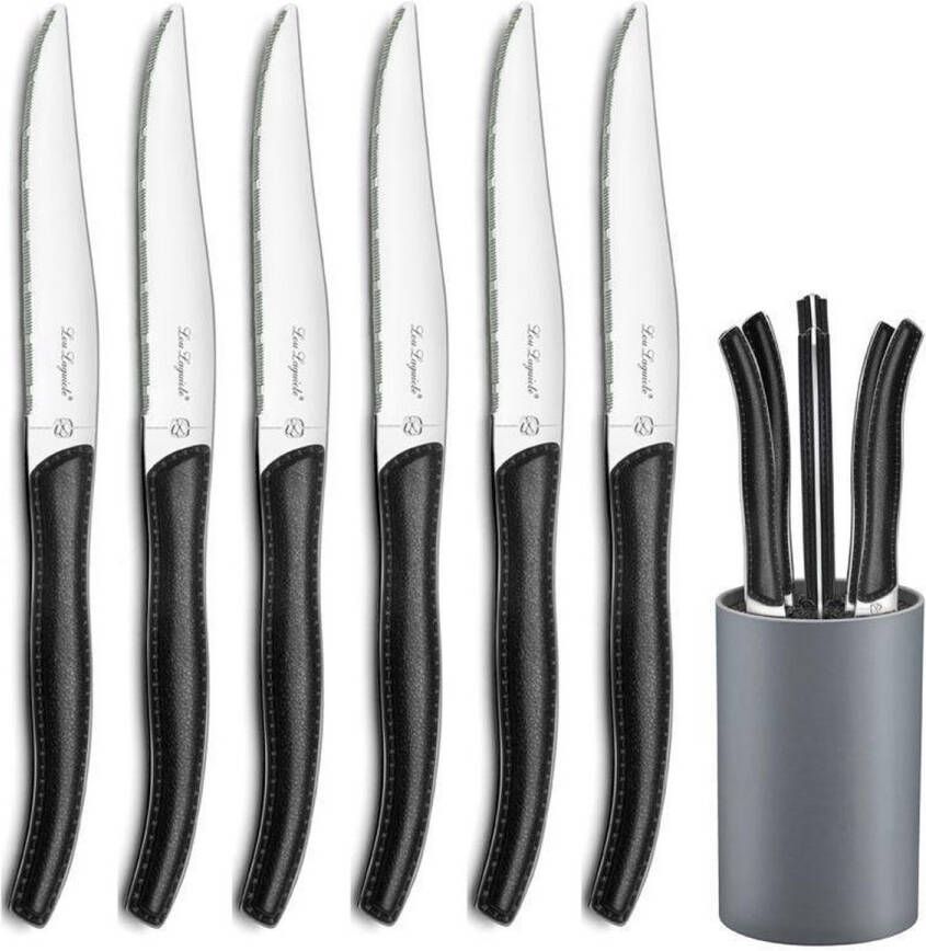 Lou Laguiole Sky 6 Steakmessen + Messenblok Zwart