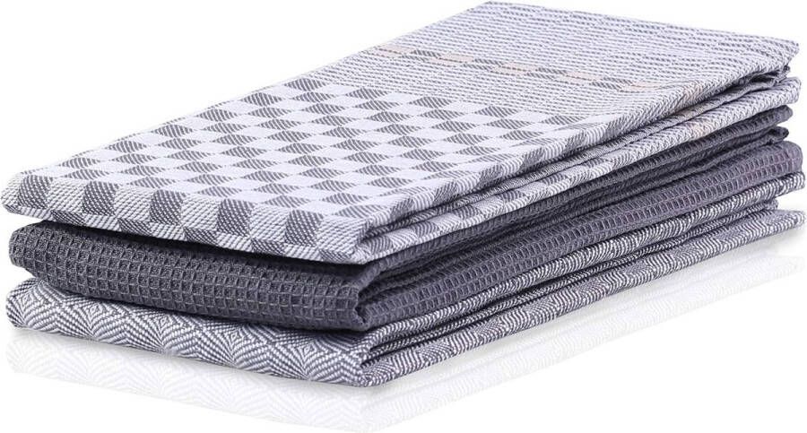 Louie set van 10 keukendoeken 50x70 cm met ophanglus 100% katoen hoogwaardige theedoeken Set van 3