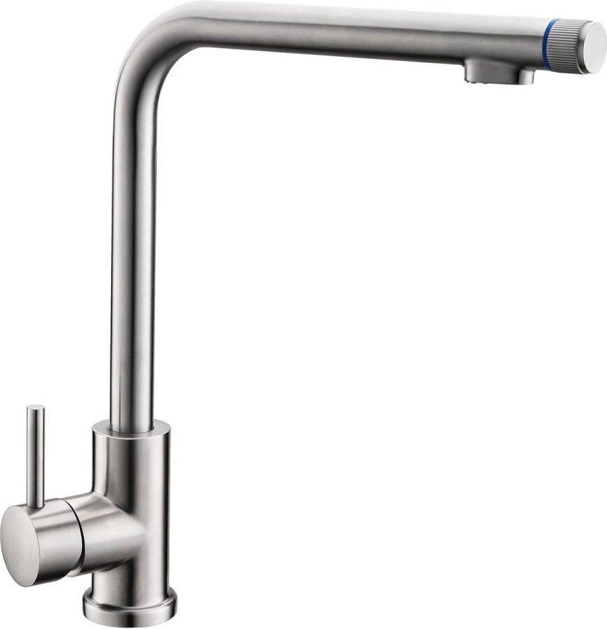 LOUIS INOX 3-wegs kraan van roestvrij staal 360° draaibare keukenkraan van massief 304 roestvrij staal spoelbakarmatuur voor waterfilter osmose-installaties waterfilterkraan met AORA waterfilter kraan