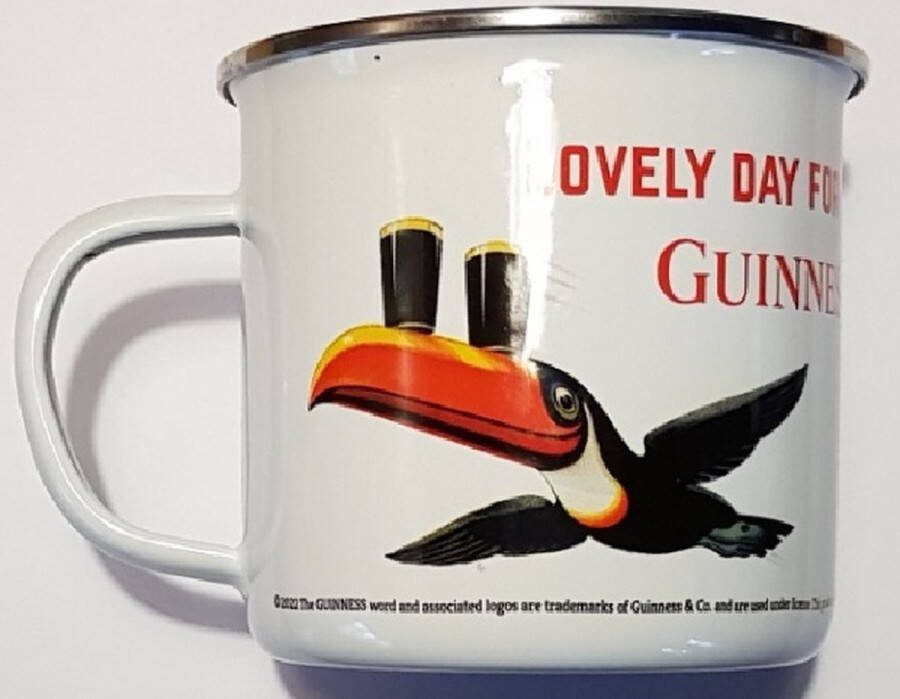 Lovely Day For A Guinness. Toekan. Emaille Drinkbeker