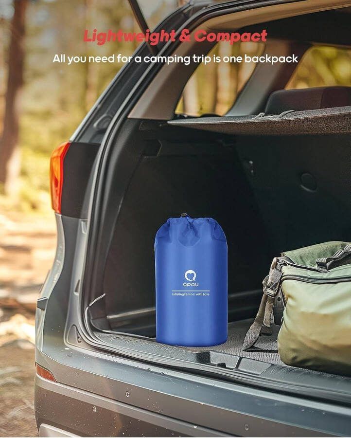 Luchtbed Slaapmat voor 2 personen Verbeterde ondersteuning Met ingebouwde voetpomp Duurzame slaapmat van 47 inch Kamperen wandelen backpacken thuis Blauw