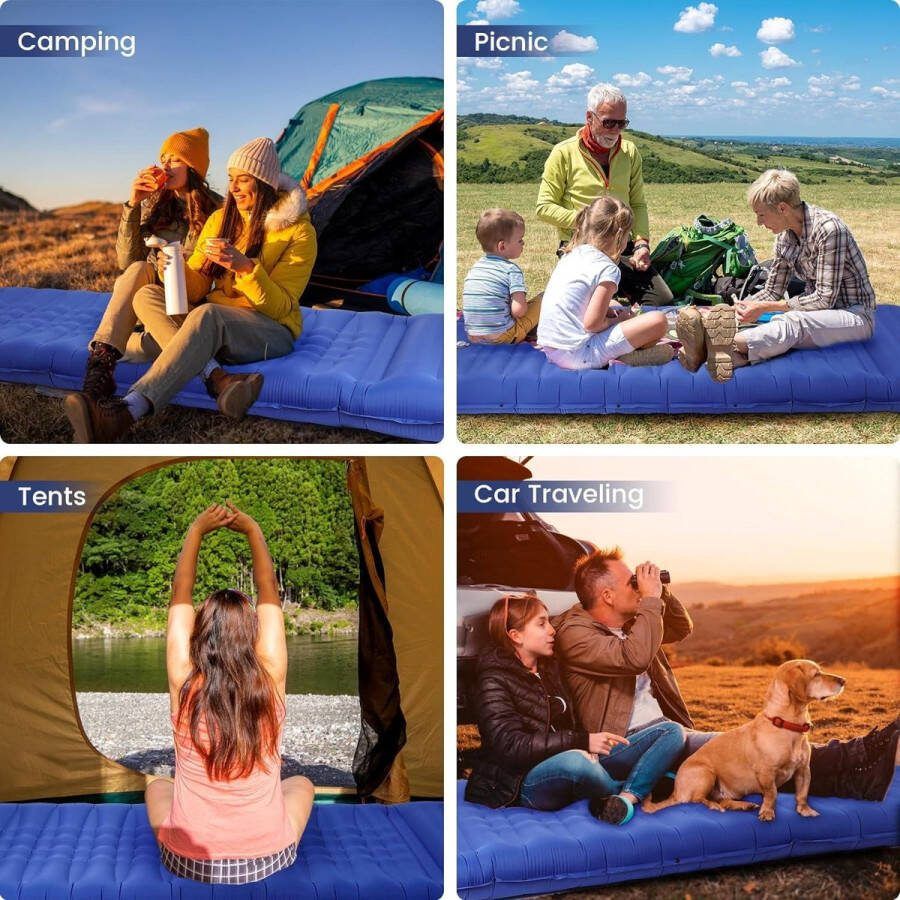 Luchtbed Zelfopblazende slaapmat 12 cm verdikt-campingmatras-geïntegreerd-kussen-outdoor-luchtmatras-zelfopblazend-voetpomp-ultralichte-luchtcelmat-opblaasbaar